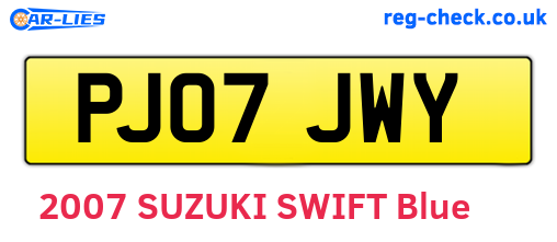 PJ07JWY are the vehicle registration plates.