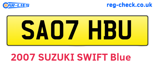 SA07HBU are the vehicle registration plates.