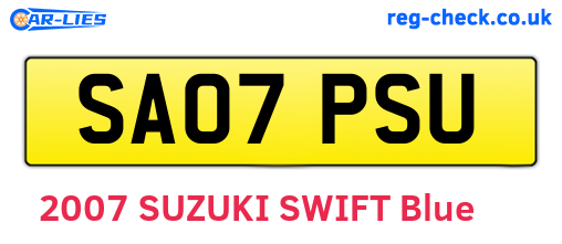 SA07PSU are the vehicle registration plates.