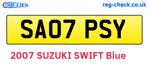 SA07PSY are the vehicle registration plates.