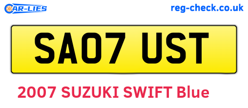 SA07UST are the vehicle registration plates.