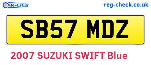 SB57MDZ are the vehicle registration plates.