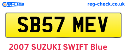 SB57MEV are the vehicle registration plates.