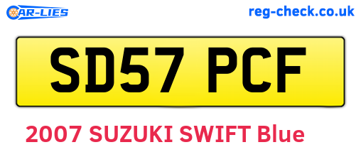 SD57PCF are the vehicle registration plates.