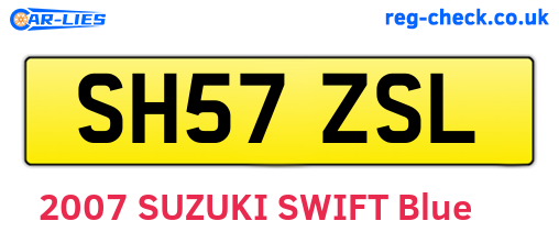 SH57ZSL are the vehicle registration plates.
