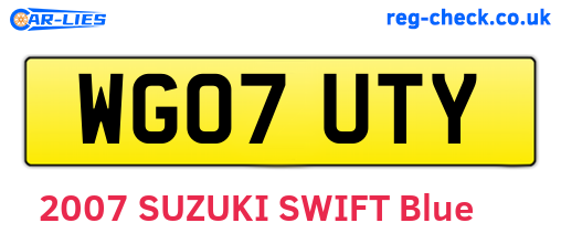 WG07UTY are the vehicle registration plates.