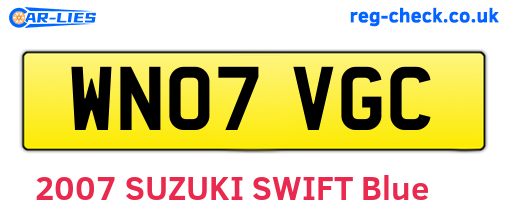 WN07VGC are the vehicle registration plates.