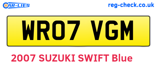 WR07VGM are the vehicle registration plates.