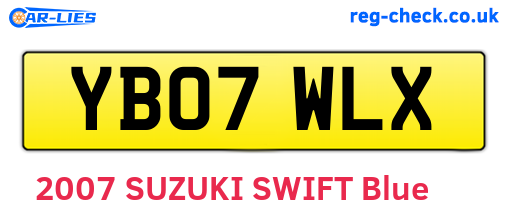YB07WLX are the vehicle registration plates.
