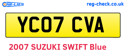 YC07CVA are the vehicle registration plates.