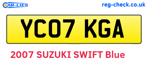 YC07KGA are the vehicle registration plates.