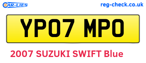 YP07MPO are the vehicle registration plates.