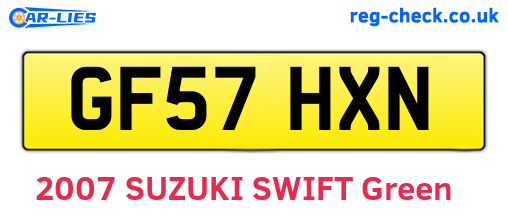 GF57HXN are the vehicle registration plates.