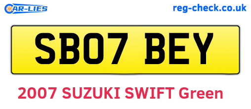 SB07BEY are the vehicle registration plates.