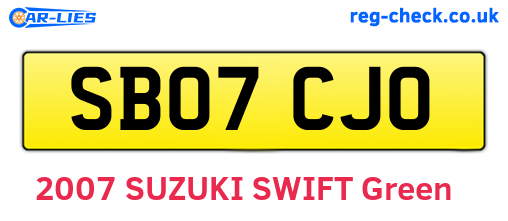 SB07CJO are the vehicle registration plates.