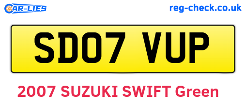 SD07VUP are the vehicle registration plates.