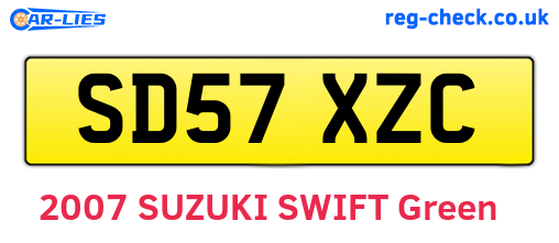 SD57XZC are the vehicle registration plates.