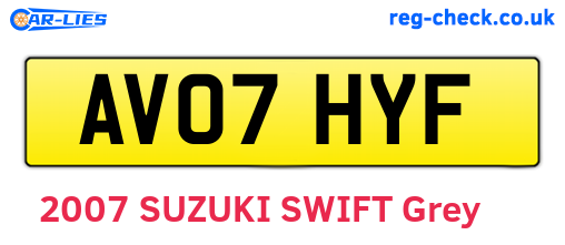 AV07HYF are the vehicle registration plates.