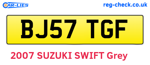 BJ57TGF are the vehicle registration plates.