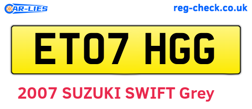 ET07HGG are the vehicle registration plates.