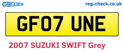 GF07UNE are the vehicle registration plates.