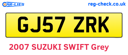 GJ57ZRK are the vehicle registration plates.