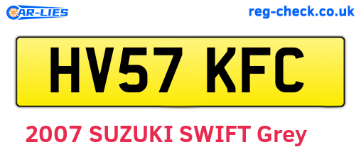 HV57KFC are the vehicle registration plates.