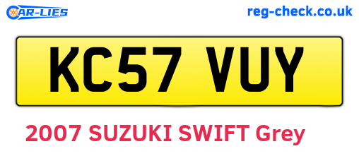 KC57VUY are the vehicle registration plates.