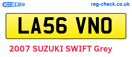 LA56VNO are the vehicle registration plates.