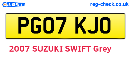 PG07KJO are the vehicle registration plates.