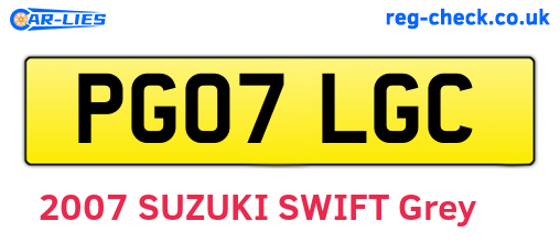 PG07LGC are the vehicle registration plates.