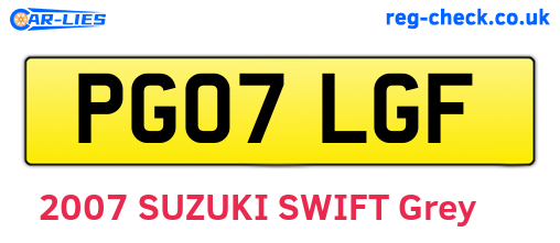 PG07LGF are the vehicle registration plates.