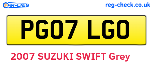 PG07LGO are the vehicle registration plates.