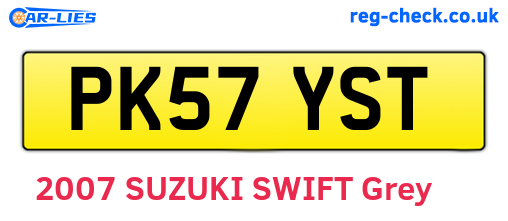 PK57YST are the vehicle registration plates.