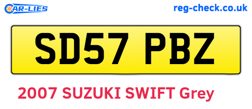 SD57PBZ are the vehicle registration plates.