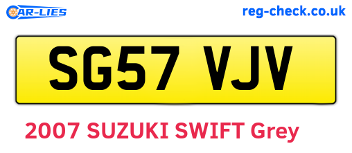 SG57VJV are the vehicle registration plates.