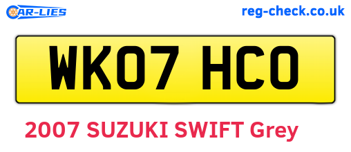 WK07HCO are the vehicle registration plates.