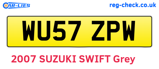 WU57ZPW are the vehicle registration plates.