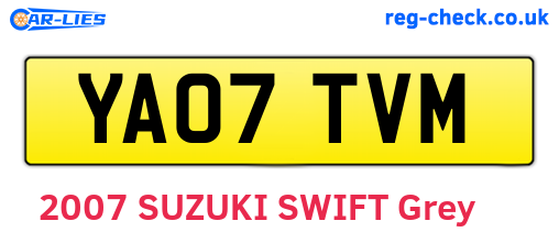 YA07TVM are the vehicle registration plates.