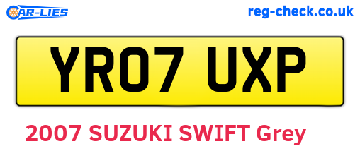 YR07UXP are the vehicle registration plates.
