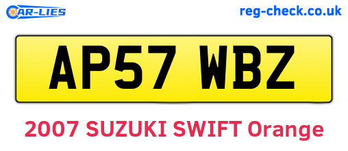 AP57WBZ are the vehicle registration plates.