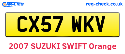 CX57WKV are the vehicle registration plates.