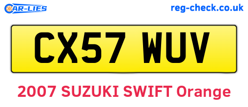 CX57WUV are the vehicle registration plates.