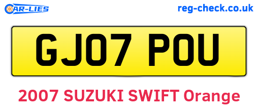 GJ07POU are the vehicle registration plates.
