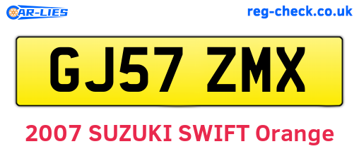 GJ57ZMX are the vehicle registration plates.