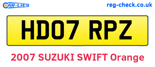 HD07RPZ are the vehicle registration plates.