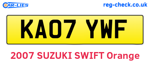 KA07YWF are the vehicle registration plates.
