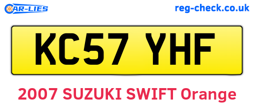 KC57YHF are the vehicle registration plates.