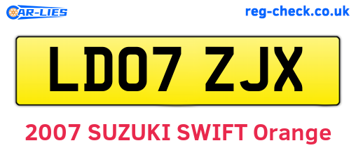 LD07ZJX are the vehicle registration plates.