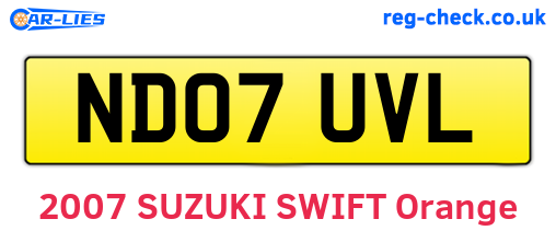 ND07UVL are the vehicle registration plates.